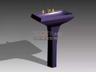 Rectangle Washbasin With Mirror Wood Frame 3d model