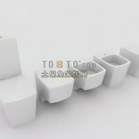 Bathroom Sanitary Toilet Bidet Set 3d model