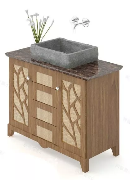 Hotel Washbasin On Oval Table 3d model