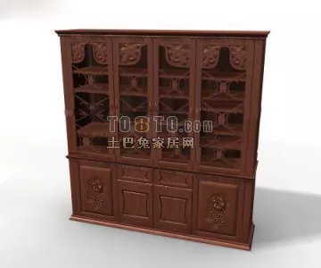 Classic Wine Cabinet Carved Style 3d model Classic Wine Cabinet Carved Style 3d model