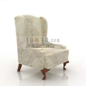 European Modern Single Sofa White Fabric 3d model