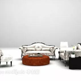European White Camel Sofa Set 3d model
