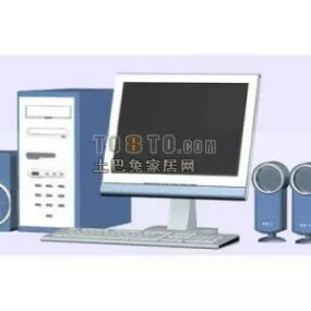 Vintage Pc Set With Lcd Case And Speaker 3d model