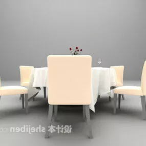 White Round Dinning Table 3d model