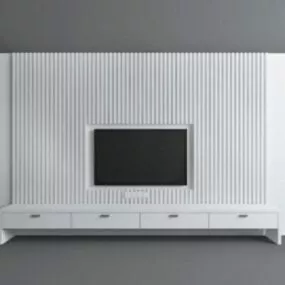 White Tv Wall Simple Design 3d model