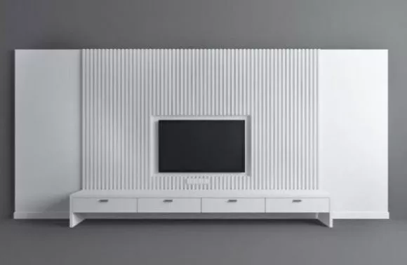 White Tv Wall Simple Design 3d model White Tv Wall Simple Design 3d model