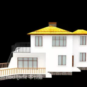 White Villa Building 3d model