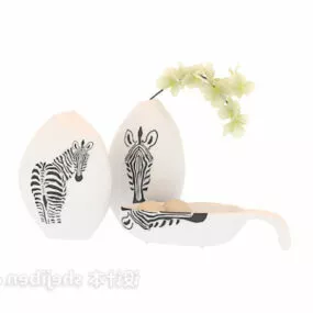 White Decor Ceramic Vase 3d model