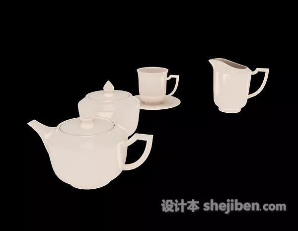Asian Porcelain Teapot Set 3d model