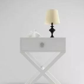 White Decorative Bedside Table 3d model