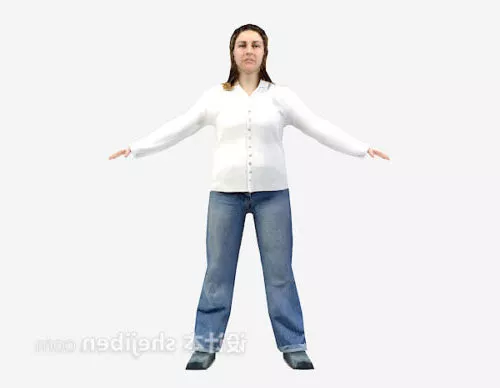 Woman Character With Mobcap Hat 3d model