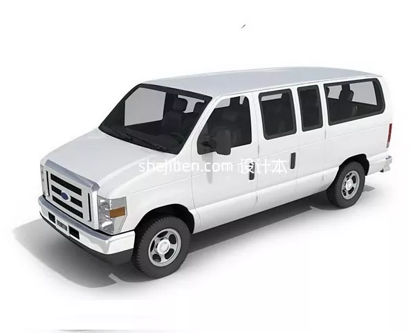 White Minibus Vehicle 3d model White Minibus Vehicle 3d model