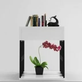 White Minimalist Bedside Table 3d model