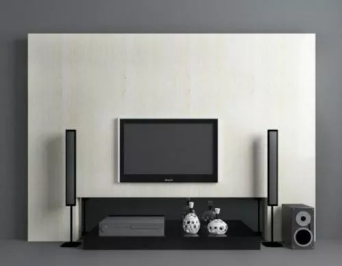 White Minimalist Living Room Tv Wall 3d model White Minimalist Living Room Tv Wall 3d model