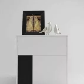Minimalist Side Cabinet White Painted 3d model