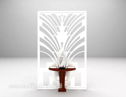 Curved Textile Screen Office 3d model