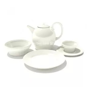 White Tea Cup Set V1 3d model