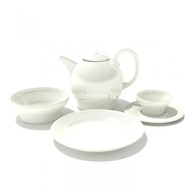 Vintage Luxury China Tea Set 3d model