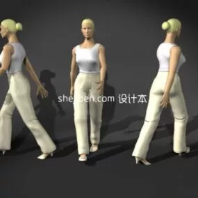White Shirt Women Character 3d model