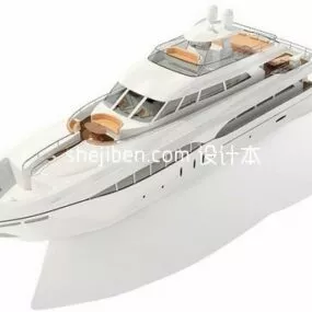 White Yacht Ship 3d model