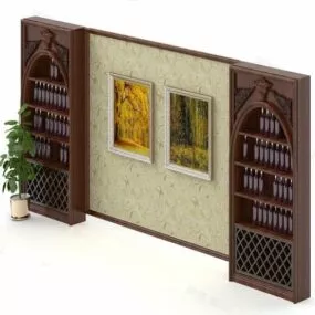 European Wine Wall Cabinet 3d model