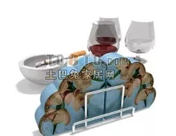 Wine Glass With Ashtray Tableware Decoration 3d model