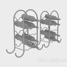 Iron Wine Rack With Wine Bottle 3d model