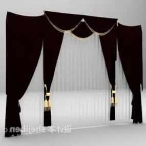 Wine Red European Curtain 3d model