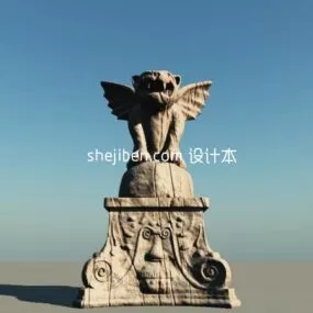 Wing Dog Outdoor Statue 3d model