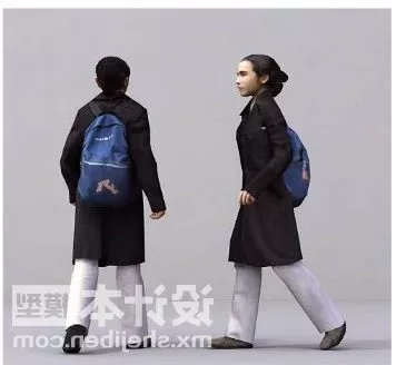 Woman Walking With Long Jacket 3d model Woman Walking With Long Jacket 3d model