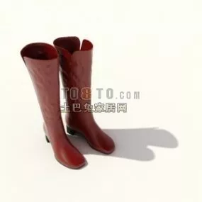 Women Boots Brown Leather Material 3d model