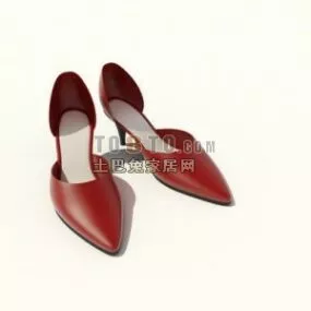 Women Red Shoes Leather Finished 3d model