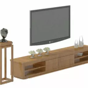 Minimalist Wood Tv Cabinet 3d model