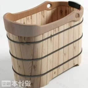 Japanese Wooden Bathtub 3d model