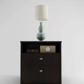 Dark Wood Bedside Table 3d model
