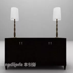 Wood Cabinet With Decorative Lamp 3d model