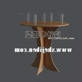 Round Wood Coffee Table Curved Leg 3d model