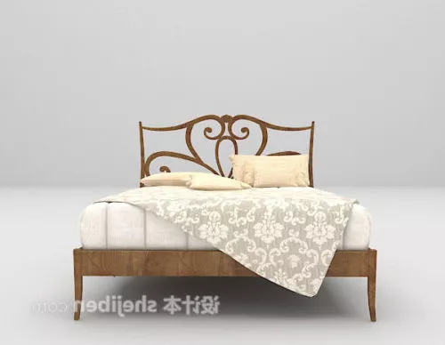 Antique Wood Double Bed 3d model Antique Wood Double Bed 3d model