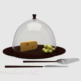Wooden Food Plate With Spoon 3d model