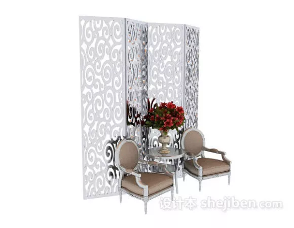 Asian Taishi Chair Black Wood 3d model