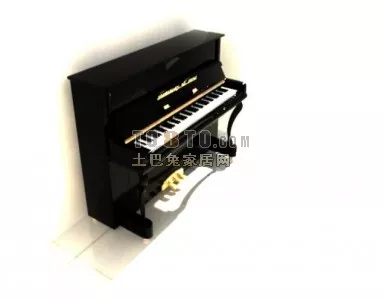 Red Piano With Candle Decoration 3d model