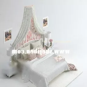 Princess Bed Furniture White color 3d model
