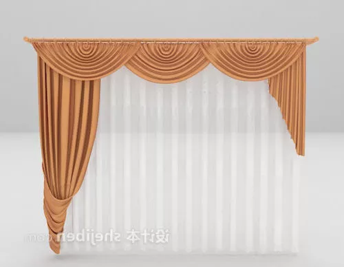 Japanese Curtains In Room 3d model