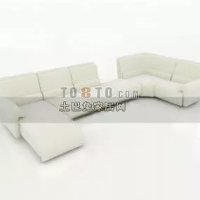 Corner Sectional Sofa White Textile 3d model