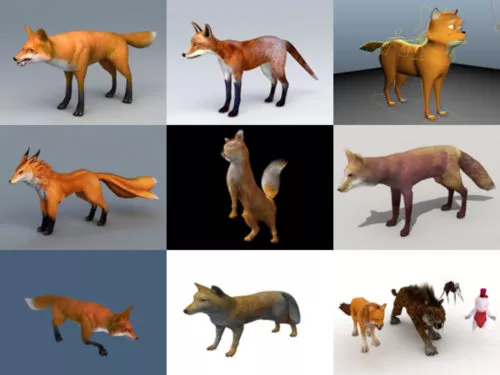 10 Animal Fox 3D Models Collection