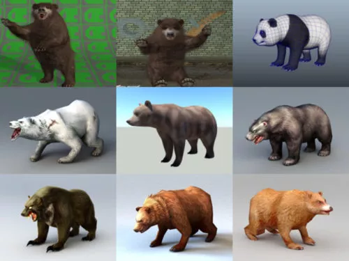 10 Realistic Bear Free 3D Models Collection