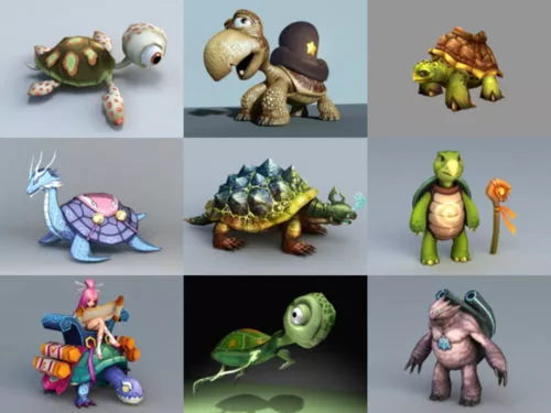 12 Cartoon Turtle Free 3D Models Collection