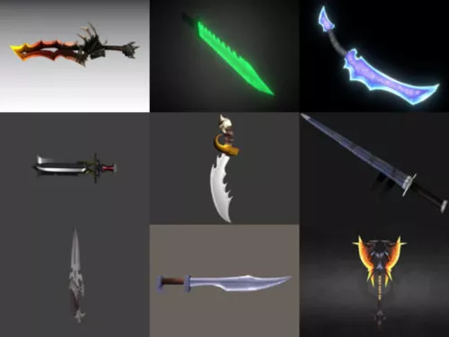 12 Gaming Sword Free Blender 3D Models – Week 2020-40
