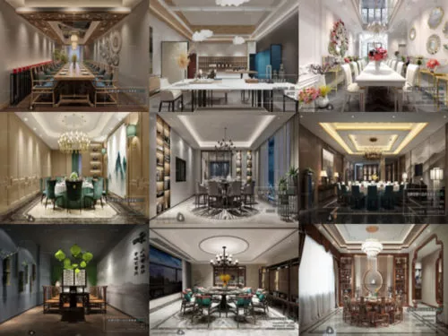 12 HQ Dinning Room Free 3ds Max Interior Scene