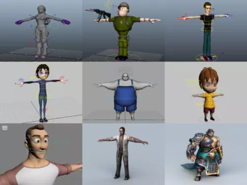 12 Human Character Rigged Free 3D Models
